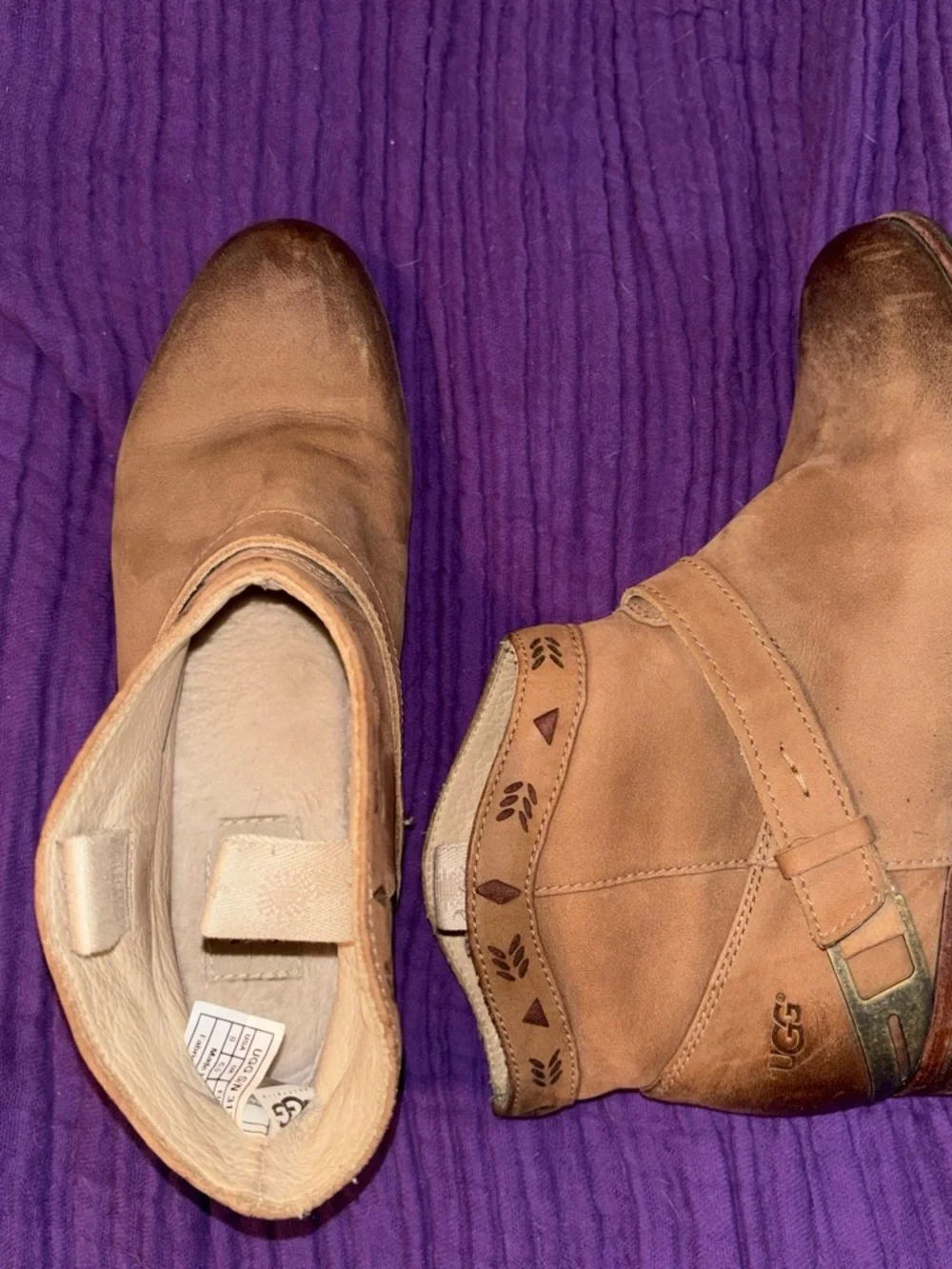 UGG Women's Tan Suede Ankle Booties